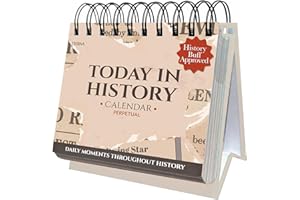 ETERNA GOODS Today in History Perpetual Calendar | Daily World History Facts Desktop Calendar, This Day In Amazing History Trivia Facts & Achievements | History Buff Gift Page A Day Box Calendar with Historical Info For Every Day of The Year