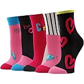 HUMAN FEELINGS Girls Cotton Socks Soft Novelty Socks Cute Floral Pattern 11-15 Years 5 Pairs
