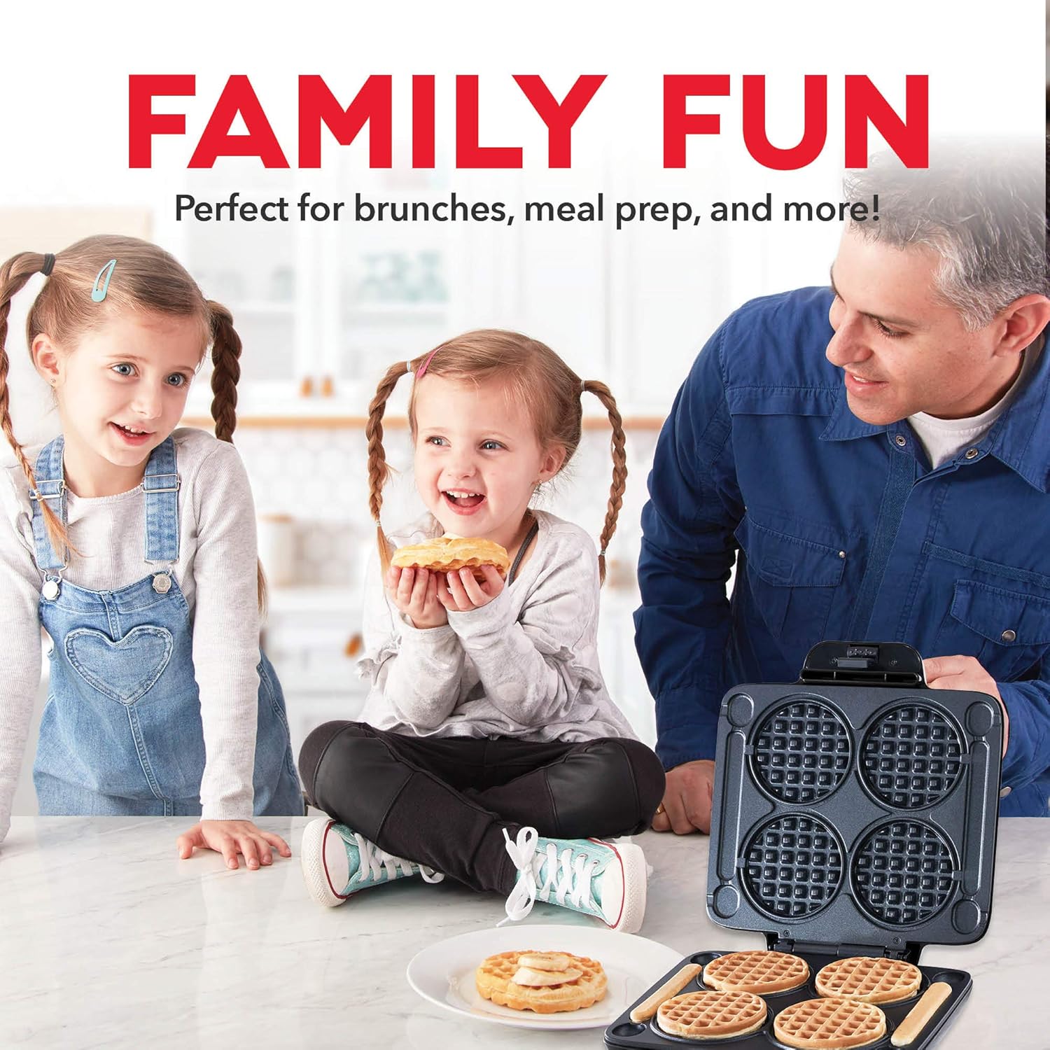Dash DMMW400GBGT04 Multi Mini Four Waffle Maker: Perfect for Families and Individuals, 4 Inch Dual Non-stick Sides with Quick Release & Easy to Clean, Graphite: Kitchen & Dining