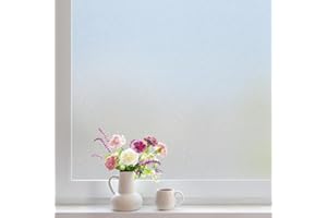 DOWELL Window Privacy Film, Frosted Glass Window Film, Static Cling Non-Adhesive Glass Clings, Sun Blocking Opaque Coverings, Reusable Door Stickers for Bathroom Home Office, Pure, 17.5" x 78.7"