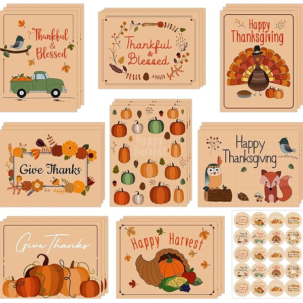 American Greetings Thanksgiving Cards – 6 Stück Danksagungskarten Mit „Thankful Grateful Blessed“