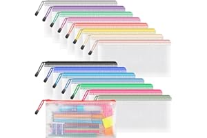 Umriox 16 Color Pencil Pouches, 9.2 x 4.7 in, Pencil Bags with Zipper, Clear Pencil Pouch for Office Supplies and Tavel Storage