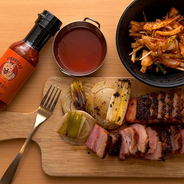JINDOTGAE HOT SAUCE – 7 OZ VEGAN RED HOT CHILI PEPPERS, GLUTEN FREE CHILI PEPPER SPICY SAUCE – KOREAN HOT SAUCE W/CHEONGYANG RED PEPPER – FOR BUFFALO WINGS PIZZA BBQ KOREAN FOOD HOT SAUCE CHALLENGE