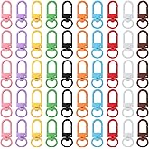 ElevateTech 50PCS Colorful Metal Lobster Claw Clasps Lanyard Clips Swivel Snap Hooks Strap with Keys Rings for Keys Chain Findings Crafts Connector Jewelry DIY