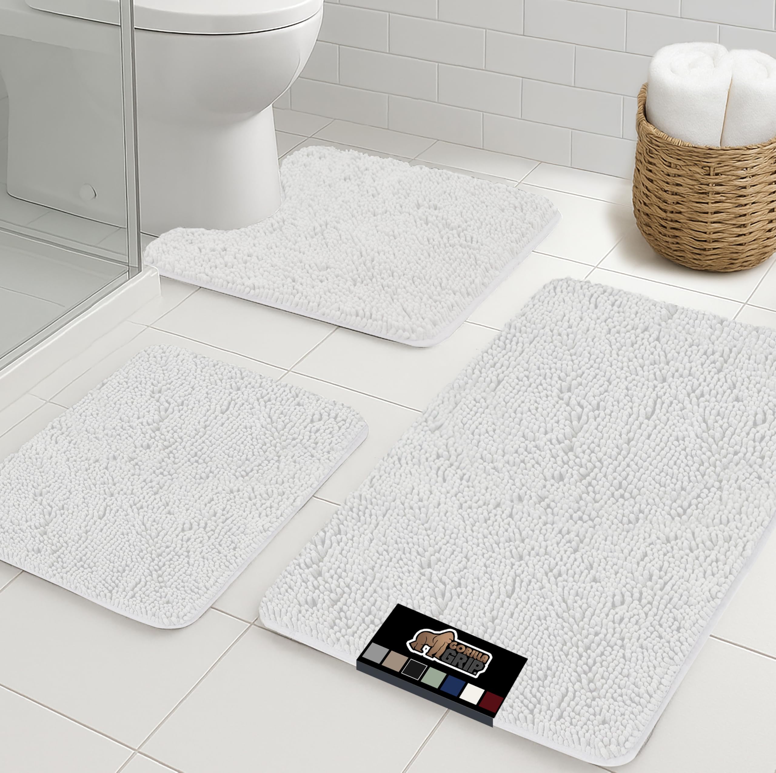 GORILLA GRIP Bathroom Rug Sets 3 Piece, Bath Mat