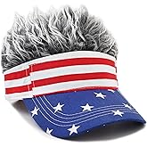 WULIQIUQIU Mens Visor Cap with Fake Hair Novelty Golf Hats Wig Hat Spiked Adjustable Baseball Cap