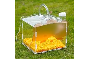 JONS NTY Hamster Travel Cage, Portable Temporary Hamster Cage, Acrylic Lightweight Hamster Carrier Box for Hamsters, Gerbils, Fancy Rats, Honeybugs, Hedgehogs, and Other Small Animals on The go - Brown