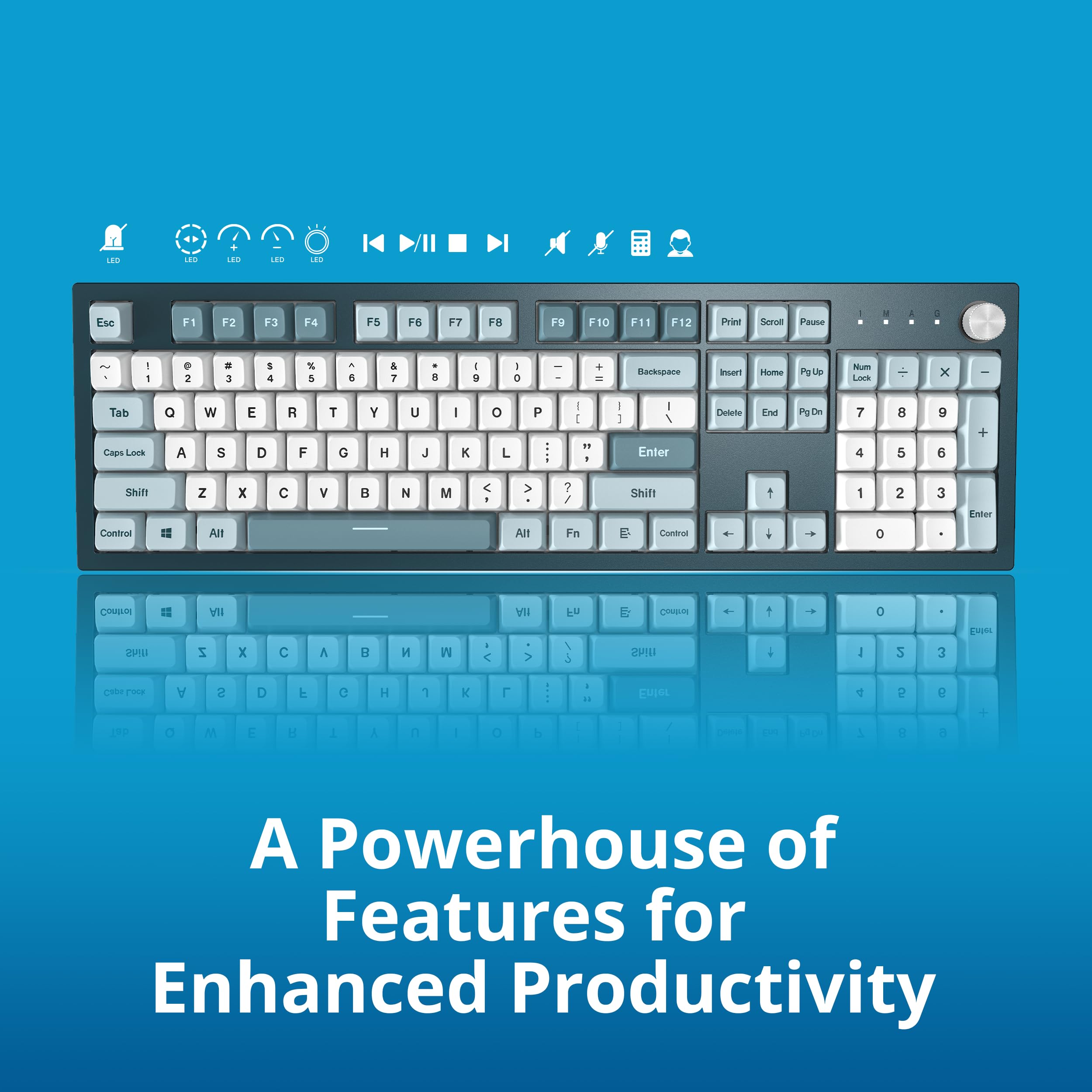 Montech MKey Mechanical Gaming Keyboard: Customizable RGB LED, Premium MDA Profile PBT Keycap, Hot-Swappable, Gateron G Yellow Pro 2.0 Pre-lubed Switches, Osaka Castle Theme, Freedom (MK105FY)