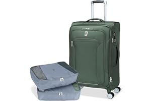 Atlantic Sailbound Softside Medium Luggage – Durable Polyester Construction with 8 Spinner Wheels and Retractable Handle, Int