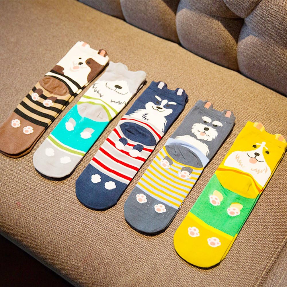 Chalier 5 Pairs Womens Cute Animal Socks Colorful Funny Casual Cotton Crew Socks, Color/Style 1, One Size at  Women’s Clothing store