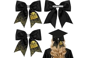 2 Pcs Graduation Bow Class of 2026 Black and Gold Graduation Cap Bow Decorations Class of 2026 Hair Accessories for Cap Congr