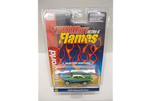 Auto World SC353 Flames 1958 Plymouth Fury HO Scale Electric Slot Car
