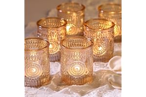 Lanttu Gold Votive Candle Holder Set of 12, Glass Tea Lights Candle Holders for Wedding Table Centerpieces, Birthday Parties and Home Decor
