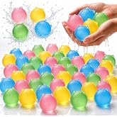 72 Pcs Reusable Water Balls, Cute Animal Face Water Splash Ball, Soft Silicone Refillable Water Balls, No Magnets,Pool Beach Backyard Summer Outdoor Water Toys, Assorted for Group Water Games &amp; Party
