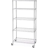 Seville Classics 5-Tier UltraZinc NSF Steel Wire Shelving /w Wheels, 18" D x 36" W x 72" H