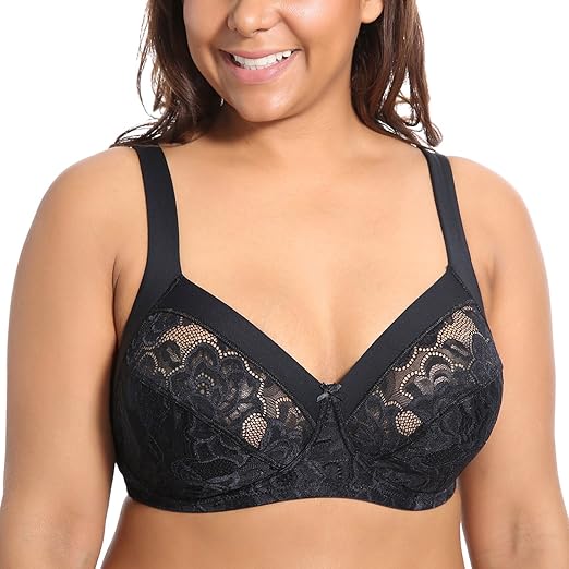 Delimira Women S Wireless Plus Size No Padding Floral Lace