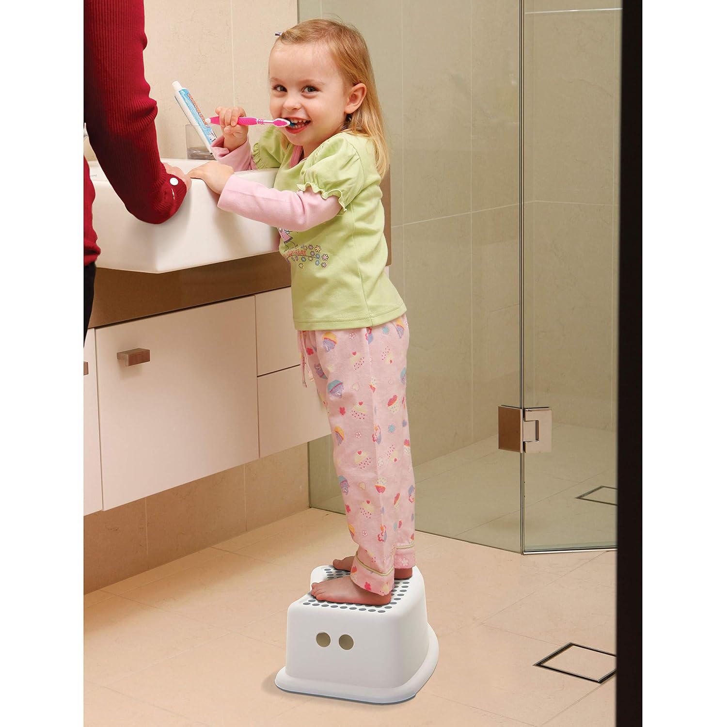 Dreambaby Step Stool Grey Dots, Toddler Potty Training Aid with Non Slip Base - Model L673 : Baby