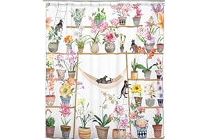 HMS Happy Memories Bohemian Flower Bathroom Curtain Colorful Boho Floral Print Beautiful Bright Polyester Fabric Cloth Shower Curtain for Bathroom Decoration, 72"x72"