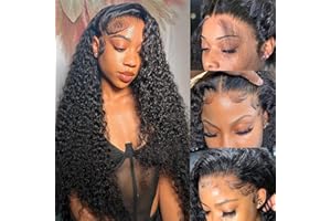 Odored 30 Inch Deep Wave Lace Front Wigs Human Hair 13x6 HD Transparent Deep Curly Lace Frontal Wigs 180% Density Glueless Wigs Human Hair pre Plucked with Baby Hair Natural Color