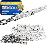 Five Oceans Windlass Anchor Rode, Hand-Spliced Anchor Rope and Chain Combination Kit, Nylon 3-Strand Rope, HT G4 Stainless Steel Chain for Boat Anchor System - Multiple Sizes