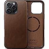 kingflag Genuine Leather Case for iPhone 16 Pro 6.3 inch, Oil Wax Full-Grain Leather, Compatible with MagSafe, Metal Buttons and Camera Bezel (Rustic Brown)