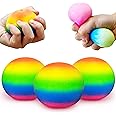 JIAHO 3 Pack Rainbow Stress Balls for Kids and Adults, 2.4" Squishy Ball Squeeze Toys, Colorful Stress Balls SquishyToys for Kids Party Favors, Classroom Prizes | Stress Relief Dough Ball