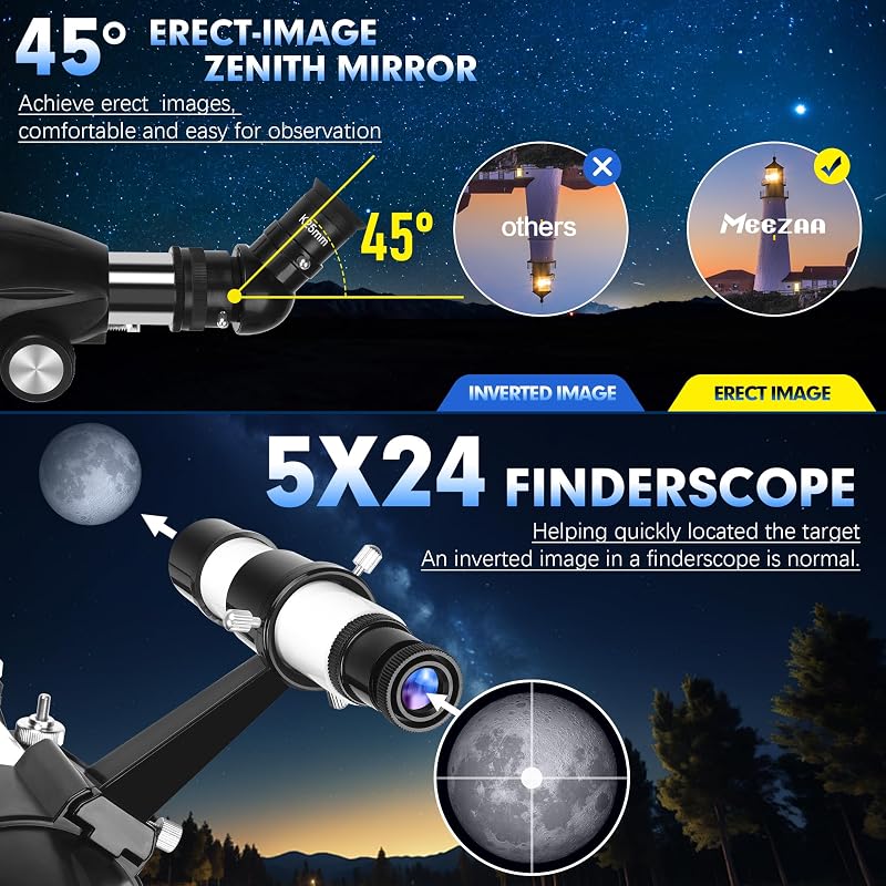 Teleskop, Teleskope für Erwachsene Astronomie Profi, 90mm Blende 800mm AZ Mount Refraktor Teleskop für Kinder und Anfänger, Teleskope Astronomisches zur Beobachtung von Mond und Planeten