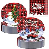 100Pcs Christmas Oval Paper Plates and Napkins -10" x 12" Large Disposable Party Plates, Christmas Party Supplies Dinnerware Set