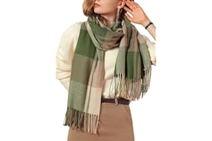 Wander Agio Women's Fashion Scarves Long Cashmere Like Shawl Winter Warm Knit Large Tassel Plaid Scarf