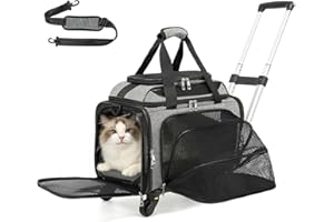 PLJVOYK Cozy Cruiser Pet Carrier with Wheels, Airline Approved, Expandable Space, Soft-Sided & Collapsible Design,Rolling Tra