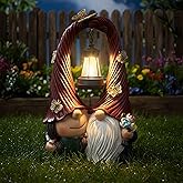 Melnixia Couple Gnome Decor with Solar Light Lantern Lamp Garden Statue Outdoor Figurine for Yard Patio Unique Perfect Gnomes Gifts for Women Mom Grandma Valentines Decorations