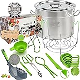 Food Grade 24 Qt. Stainless Steel Water Bath Canning Pot w/Canning Supplies Starter Kit for Beginners - Canning Rack, XL Ladle, Measuring Cups, Funnel,Tongs,Jar Lifter & Wrench,Lid Lifter by Supa Ant