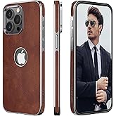 LOHASIC for iPhone 15 Pro Max Case Leather – Soft Designer Cover with Logo Cutout, Classic Aesthetic Minimalist i Phone 15 Pro Max Slim Case, Luxury Thin Cases for Men Women- Brown