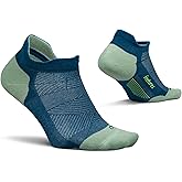 Feetures Elite Max Cushion No Show Tab Ankle Socks - Sport Sock with Targeted Compression - Midnight Woods, L (1 Pair)