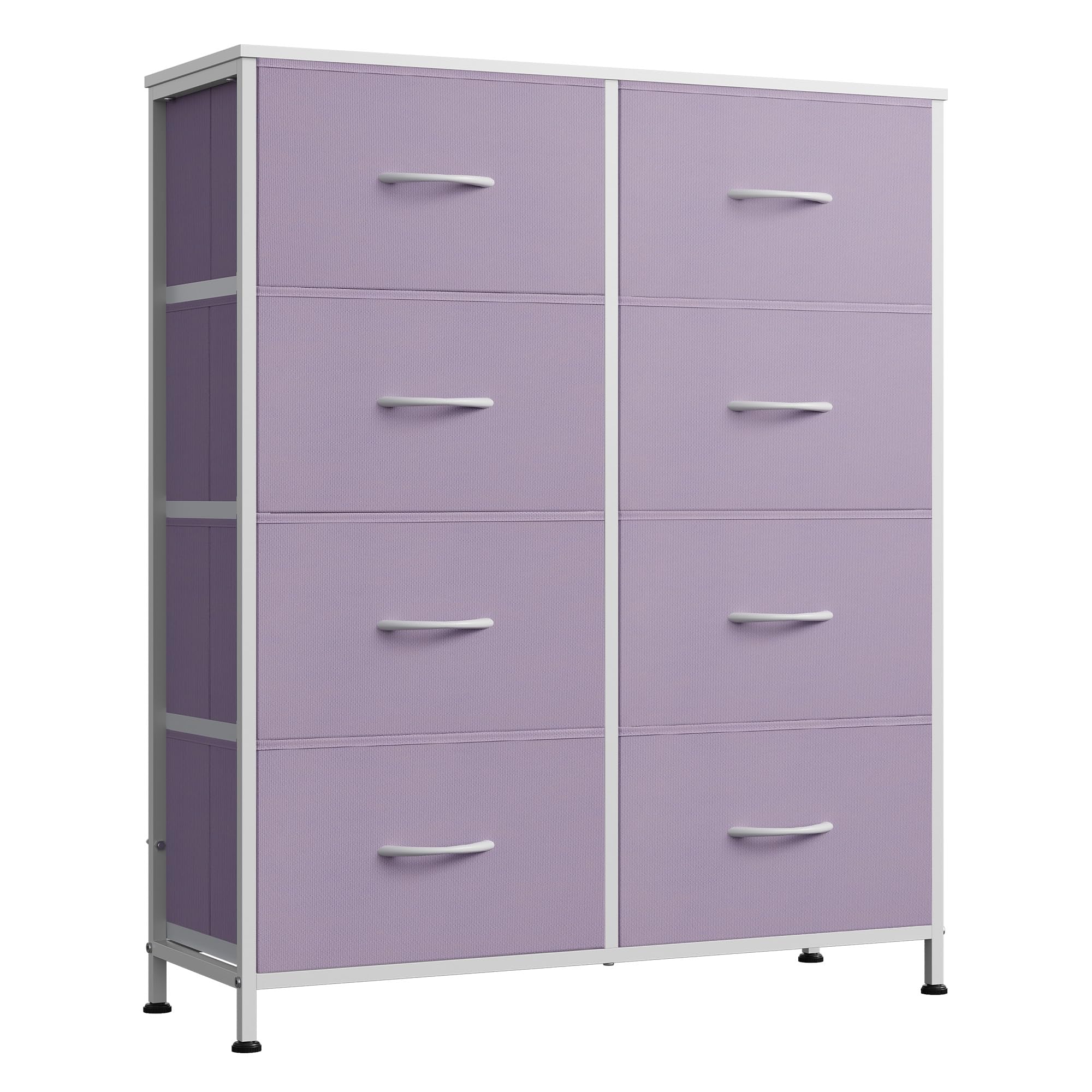 WLIVE Fabric Dresser for Bedroom, Tall Dresser with 8 Drawers, Storage Tower with Fabric Bins, Double Dresser, Chest of Drawers for Closet, Playroom, Dormitory, Purple Image