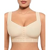 FeelinGirl Post Surgery Bra Front Closure Compression Mastectomy Bra for Women with Wide Adjustable Straps Wirefree Support