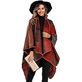 Epsion Women's Color Block Shawl Wrap Plus Size Cardigan Poncho Cape Open Front Long Winter Sweater Coat