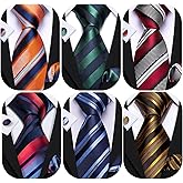 Barry.Wang 6 PCS Men Ties Set Silk Business Fashion Woven Necktie Handkerchief Cufflinks Paisley Stripe Wedding Party