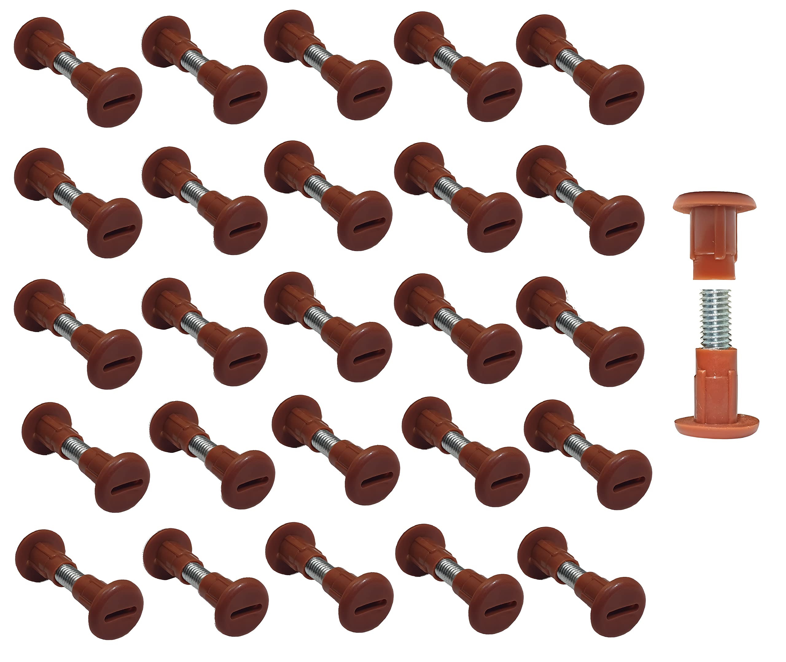 TERF® Cabinet Connecting Jointing Binding Post Screw Bolt M6 (6mm) Steel Threaded Furniture Cabinet Fixing Connector Screw for Join Furniture Thickness 34mm to 40mm Light Brown - Pack of 20