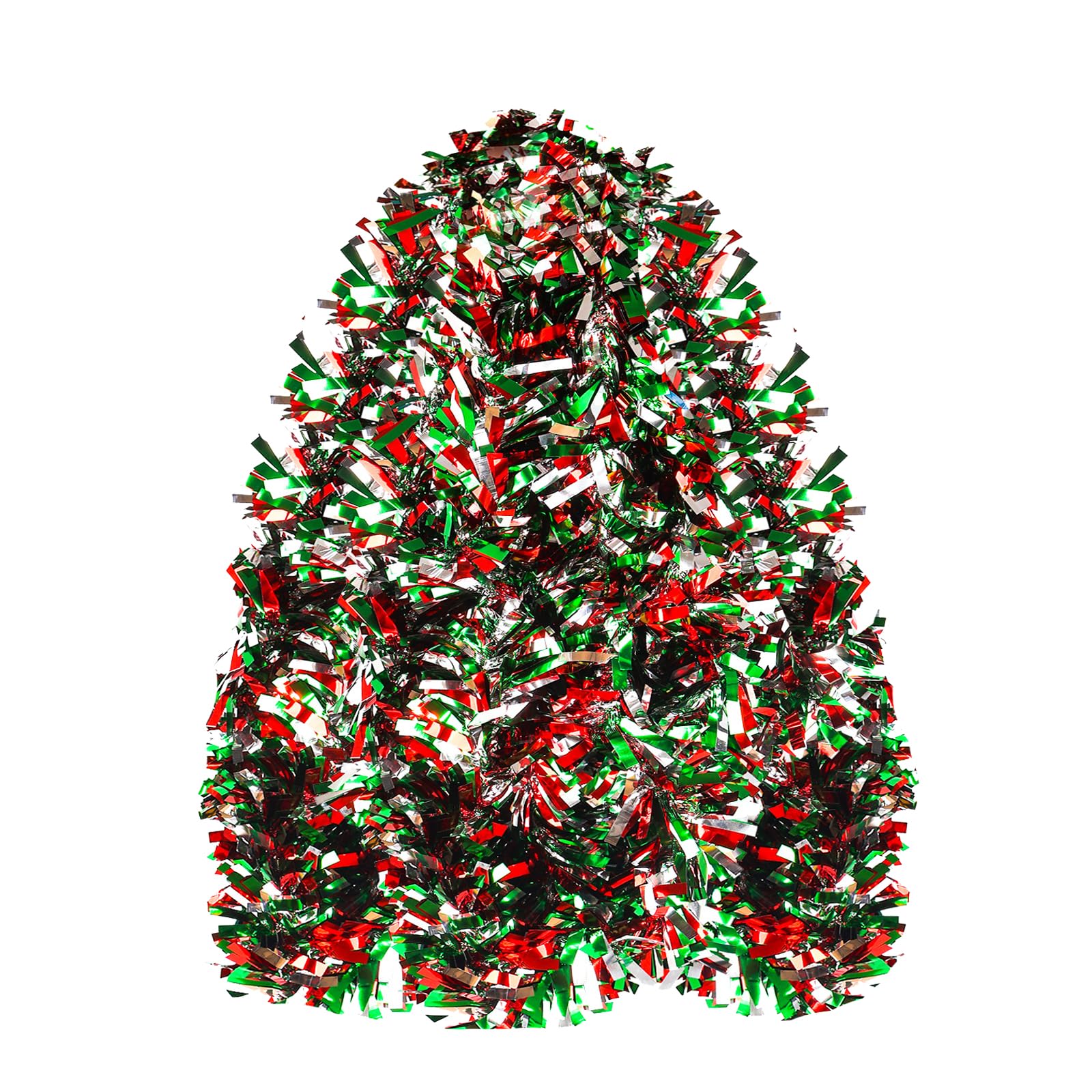 HBell 10 Meters Chunky Metallic Twist Garland - Xmas Tinsel Hanging Decoration for Christmas Tree Decorations Wedding Party Supplies (red green silver)