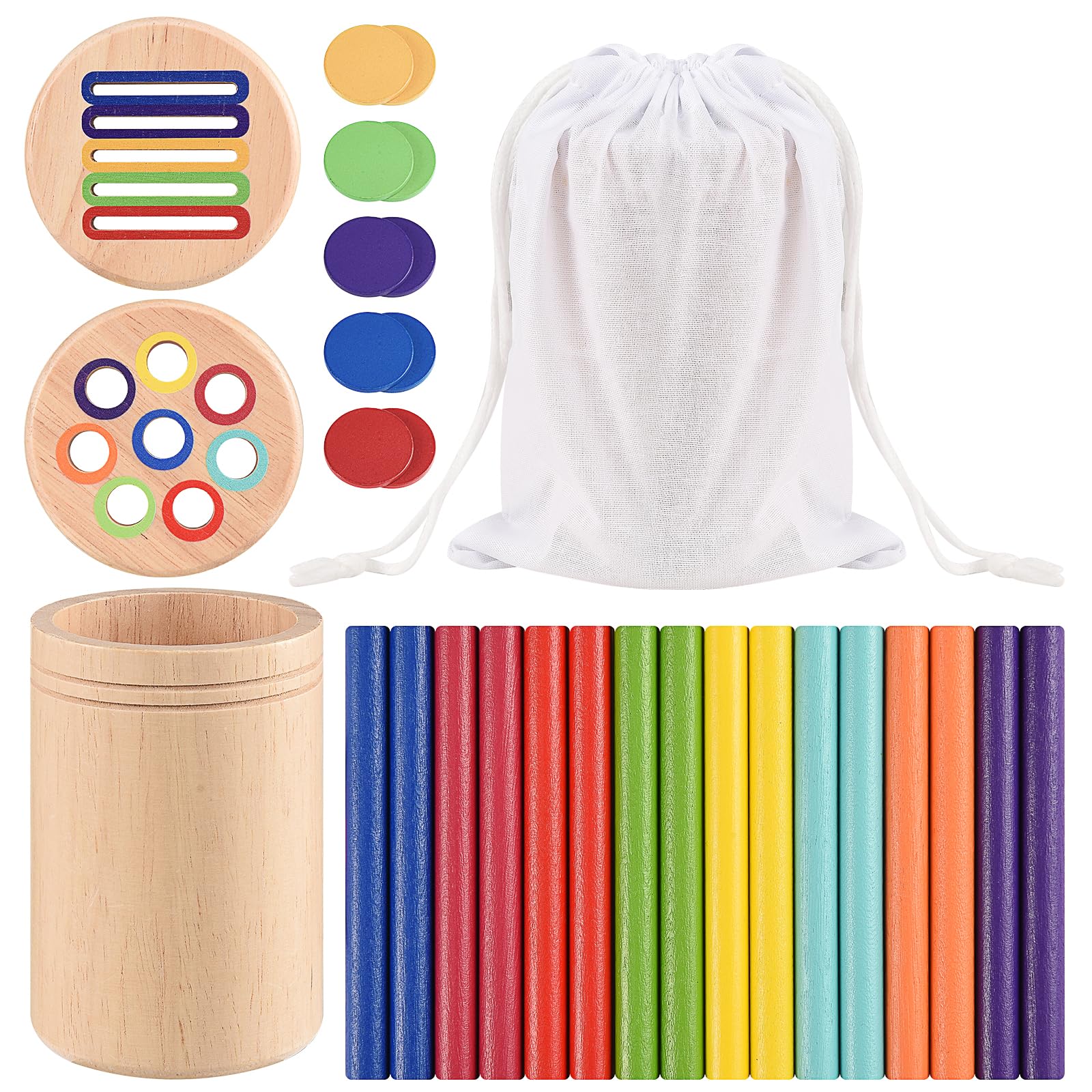 Eldvinur Colour Sorting Toys for Toddlers,Montessori Sorting for 1 2 3 Year Olds,Early Development & Activity,Toddler Travel Wooden Toys,Educational Toys for 1-3 Year Olds