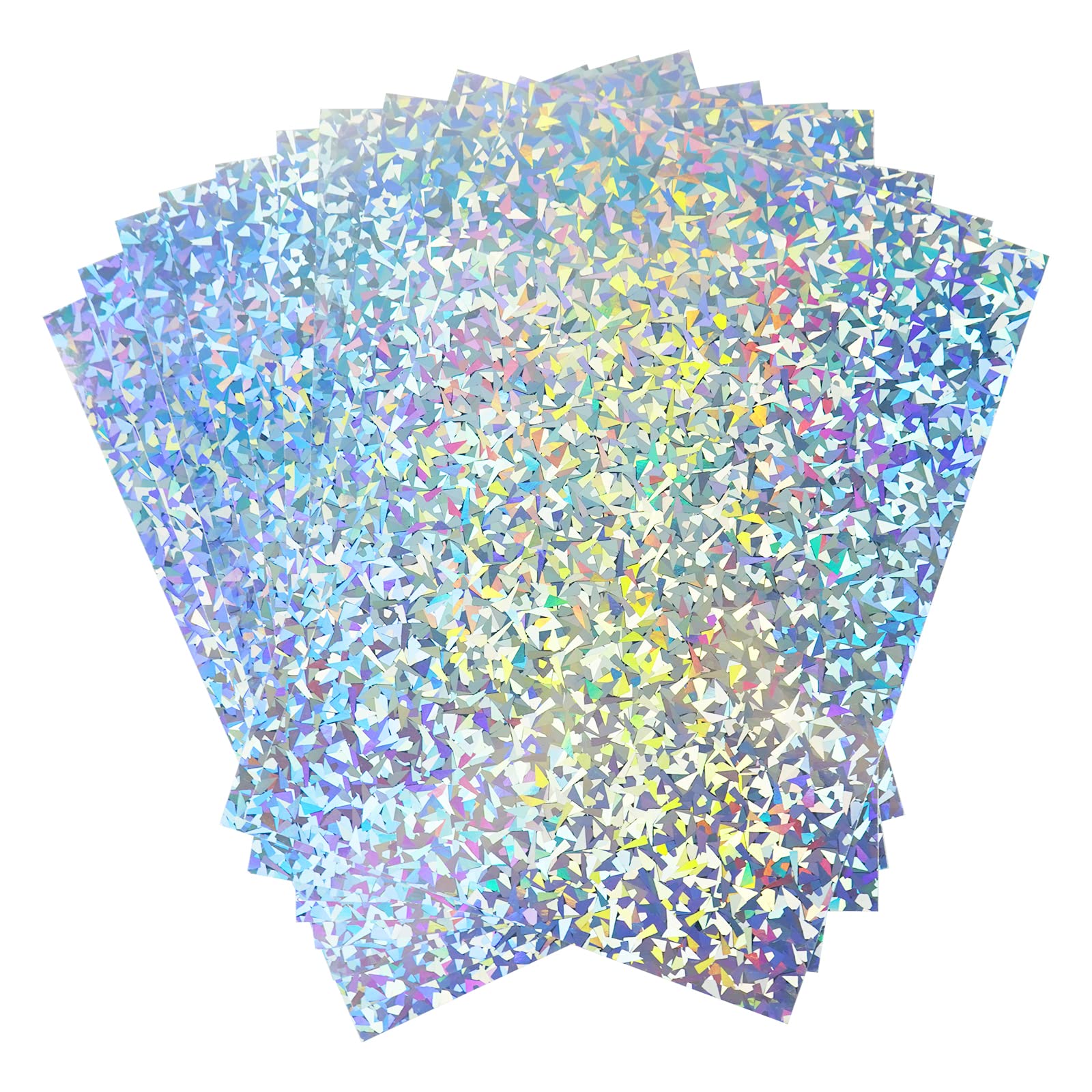 STRBOXONG A4 Holographic Shattered Glass Card 250gsm 297mm x 210mm Metallic Silver Glass Shards Cardstock Foil Paper for Arts and Crafts Scrapbooking Shimmer Mirror Finished Shiny Sheets (10 Sheets)