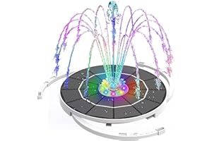 AISITIN 5.5W LED Solar Fountain Pump 2026 Upgraded Glass (215mm), 3000 Battery Solar Powered Fountain Pump with 8 Nozzle & 8 