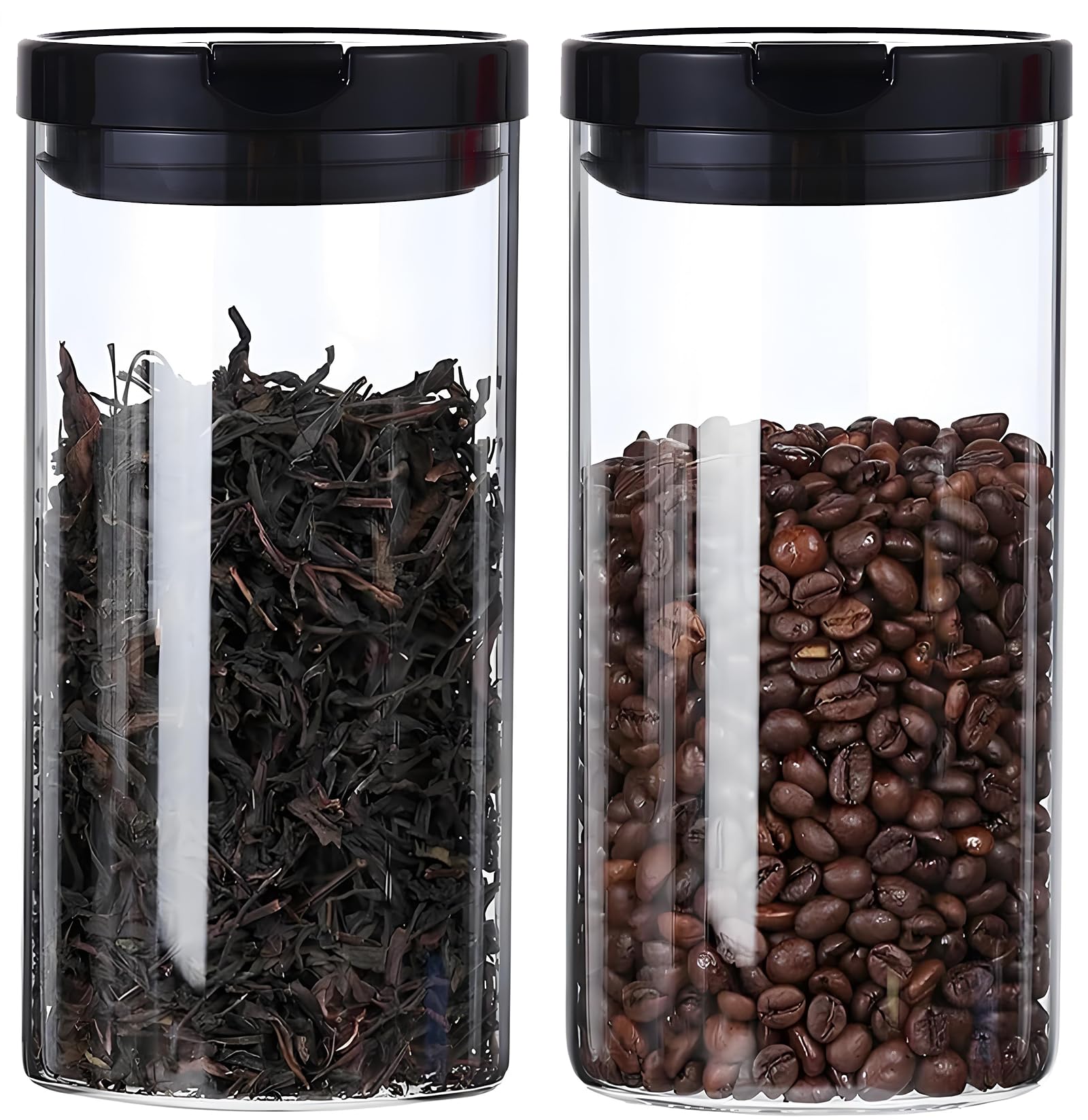 Photo 1 of ***1 IS MISSING***48 Oz Glass Storage Containers with Lids, Glass Jars with Airtight Lids, Wide Mouth Mason Jars, Food Storage Container for Cookie Flour Oat Pasta Tea Coffee Bean Xaao Weeg (Black) 1***1 IS MISSING***