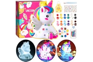 MEIJOY Paint Your Own Unicorn Lamp Kit: Arts and Crafts for Kids Ages 8-12 Unicorn Toys for Girls Age 4-6 Painting Kits for Kids Ages 4-8 - Night Light Birthday Gift for Teens Girls Ages 4 5 6 7 8 9 10+