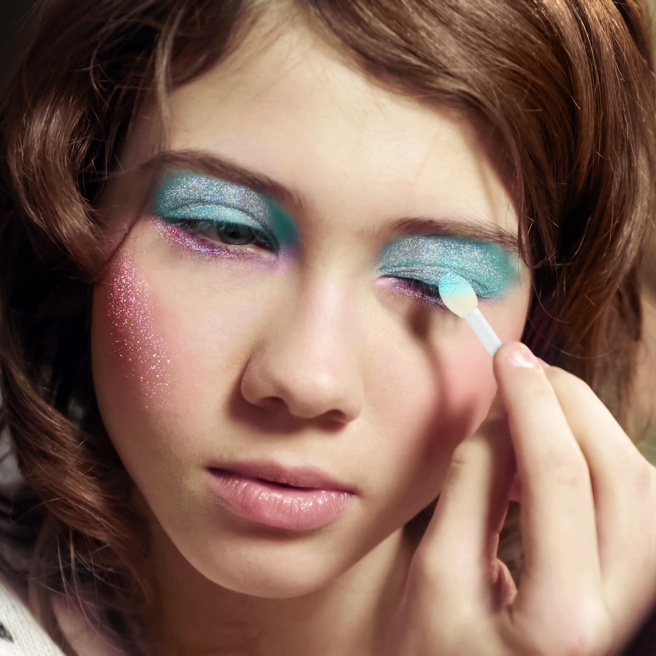 Perfectly Me Glisten & Glitter Makeup Palette 10 Color Eyeshadow Palette & Blush Makeup Novelty Beauty Set, Fold Out Compact with Mirror, Washable, Non-Toxic