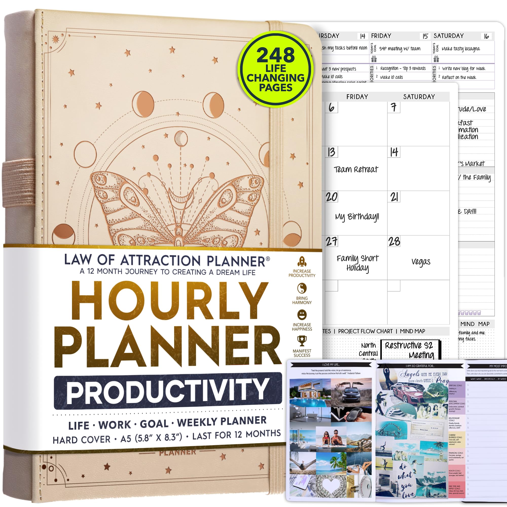 Freedom Mastery - Weekly & Monthly Planner | Gratitude Journal for Woman & Men | Personal Organiser for Productivity & Mental Health | Include Stickers & Foldable Vision Board – A5 (5.8" x 8.3")