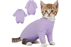 PUMYPOREITY Cat Front Leg Recovery Suit, Surgical Spay Suit with Leg Sleeves to Stop Licking, Machine Washable & Comfort Fit, Long Rear Sleeve Prevents Scratching & Biting, Purple, M