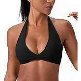Sports Bra for Women Seamless Halter Padded Yoga Bras Open Back Gym Low Impact Workout Crop Tank Top