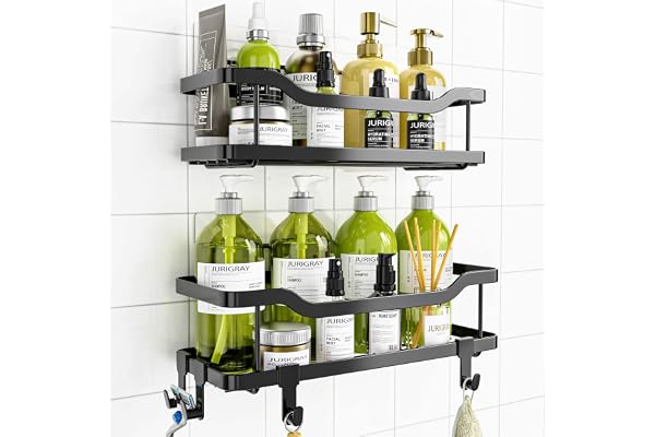 OMAIRA Shower Caddy, 2-Pack Adhesive Shower Organizer, No Drilling Rustproof Stainless Steel Shower Shelves for Inside Shower